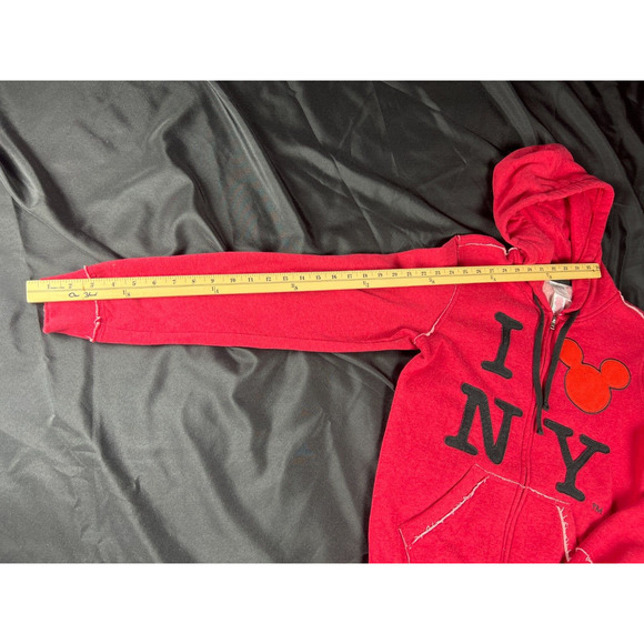 Disney Store Japan I Love New York Mickey Full Zip Hoodie Hooded Sweatshirt Med - Picture 4 of 5